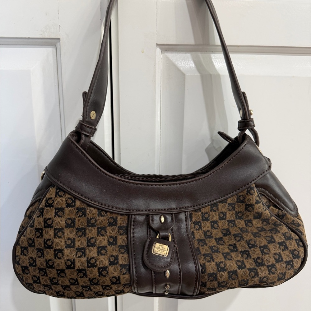 Liz Claiborne Dark Brown Patterned Shoulder Bag